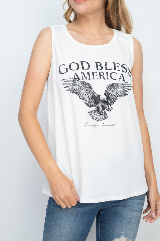 Round Neck Printed Tank Top