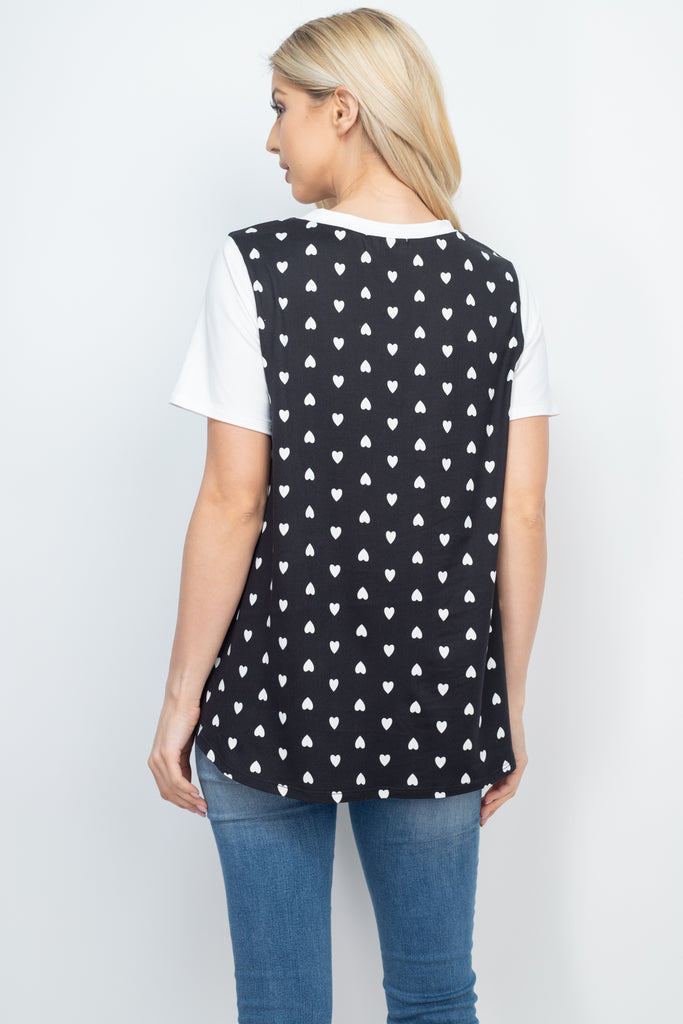 Heat Print Raglan Pocket Top