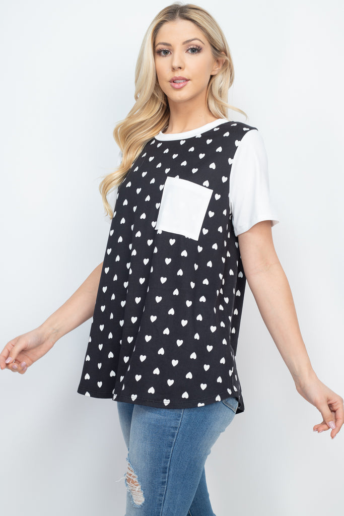 Heat Print Raglan Pocket Top