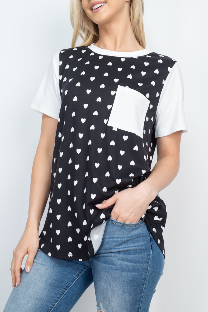 Heat Print Raglan Pocket Top
