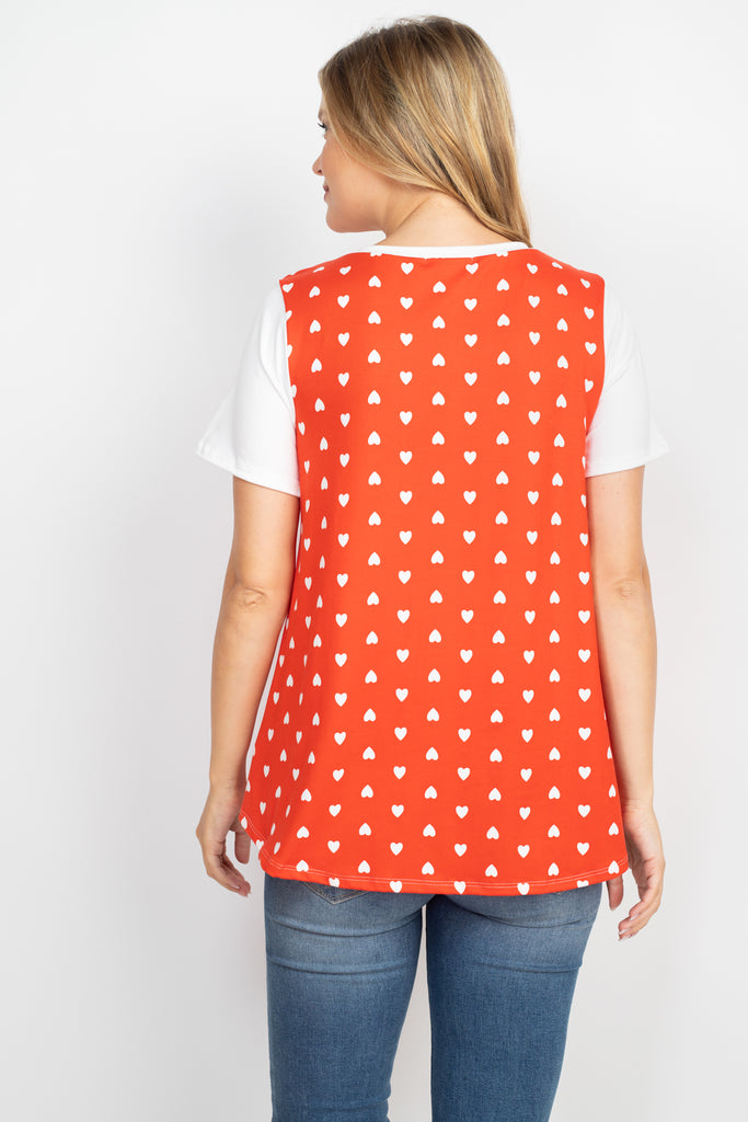 Heat Print Raglan Pocket Top