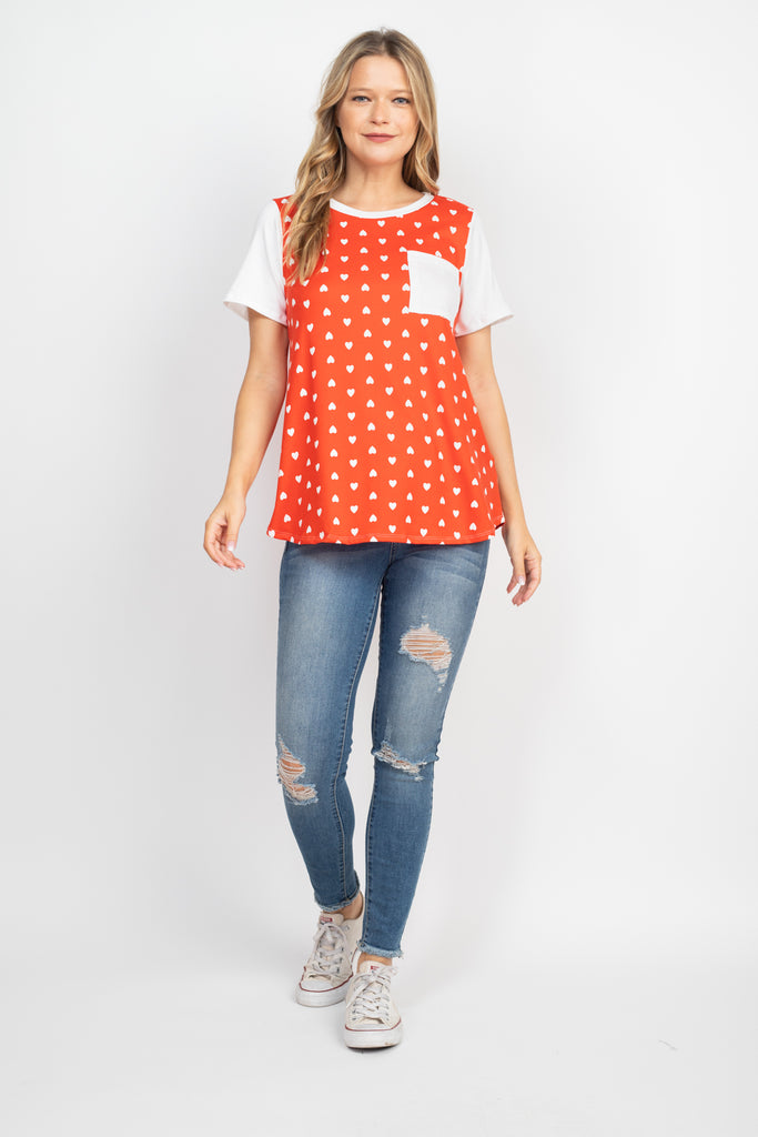 Heat Print Raglan Pocket Top