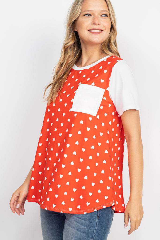 Heat Print Raglan Pocket Top