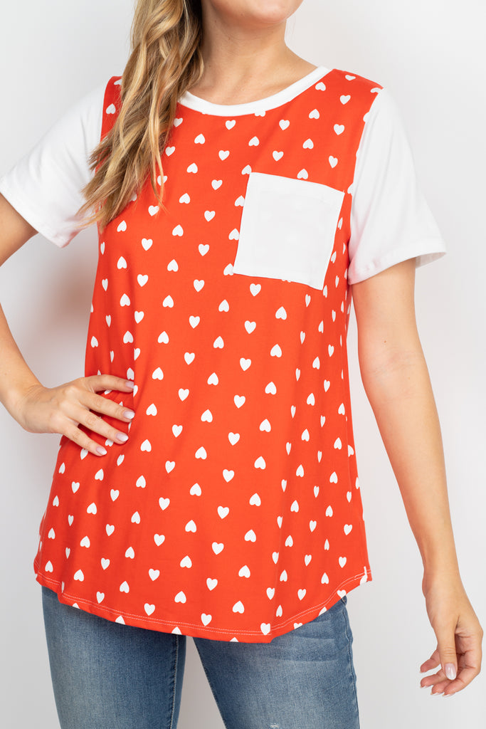 Heat Print Raglan Pocket Top