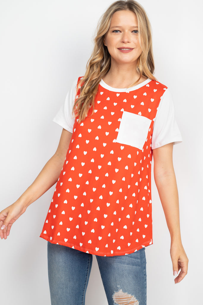 Heat Print Raglan Pocket Top