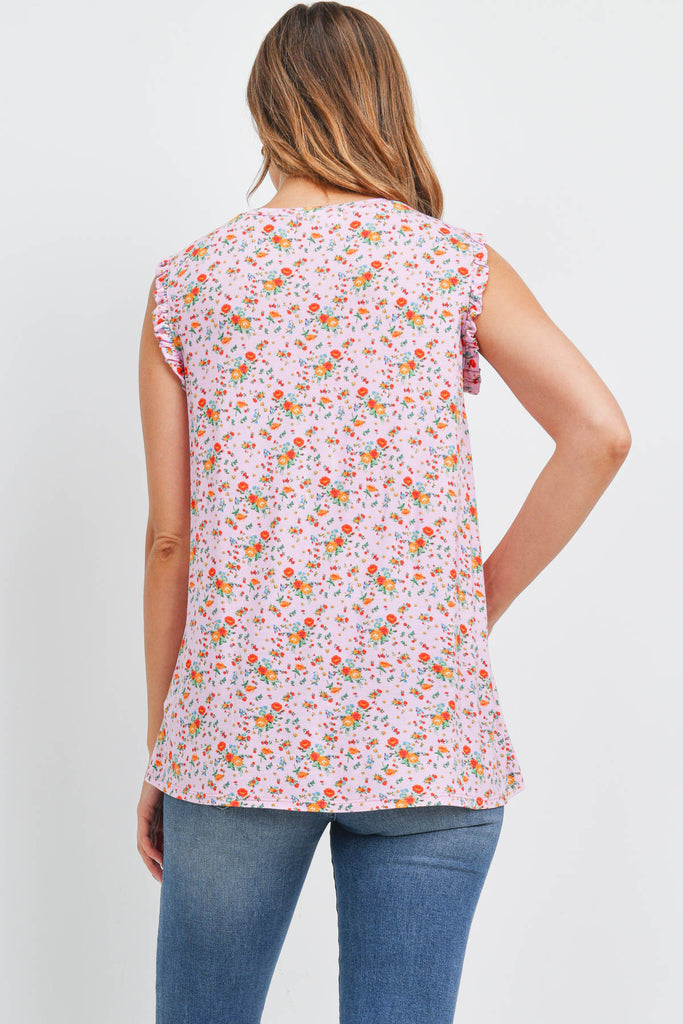 Sleeveless Round Neck Floral Top