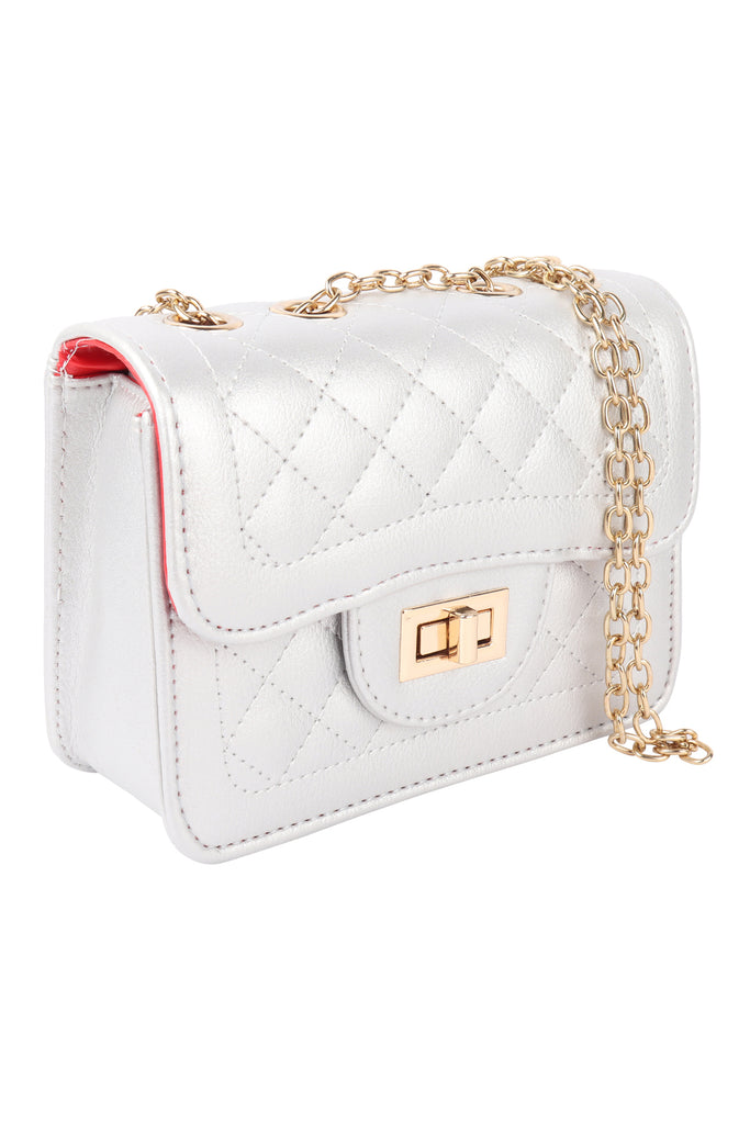 QUILTED DIAMOND LEATHER CROSS BODY BAG