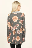 Striped Cowl Neck Floral Tunic