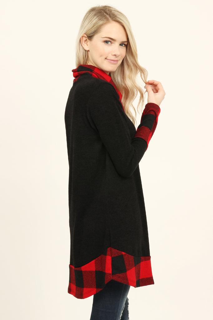 Plaid Accented Sweater Tunic – Riah Fashion