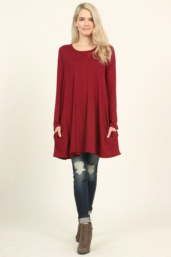 Long Sleeved Pocket Tunic Top