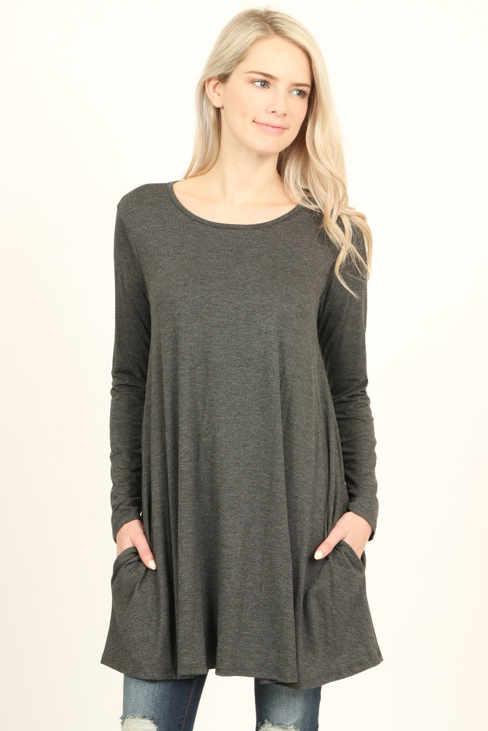 Long Sleeved Pocket Tunic Top