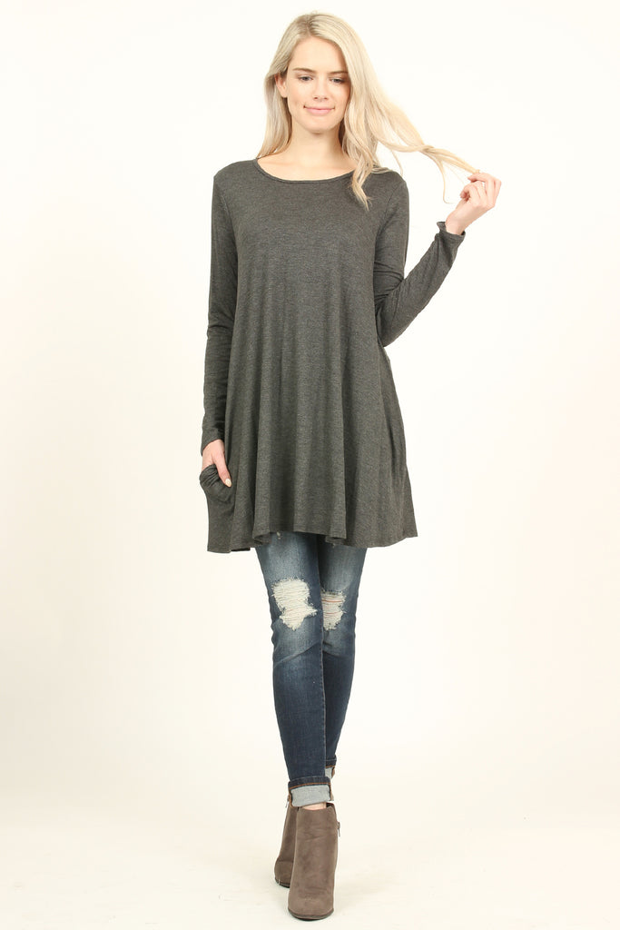 Long Sleeved Pocket Tunic Top