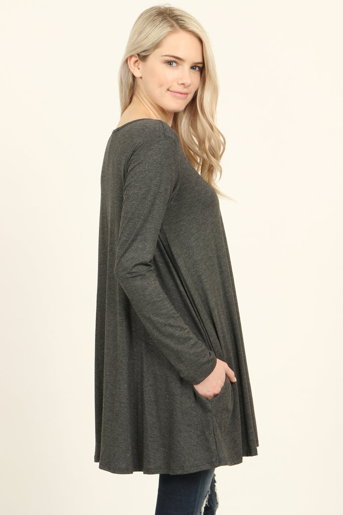 Long Sleeved Pocket Tunic Top