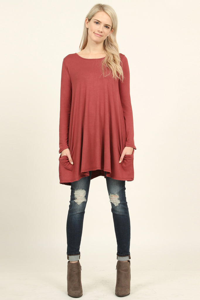 Long Sleeved Pocket Tunic Top
