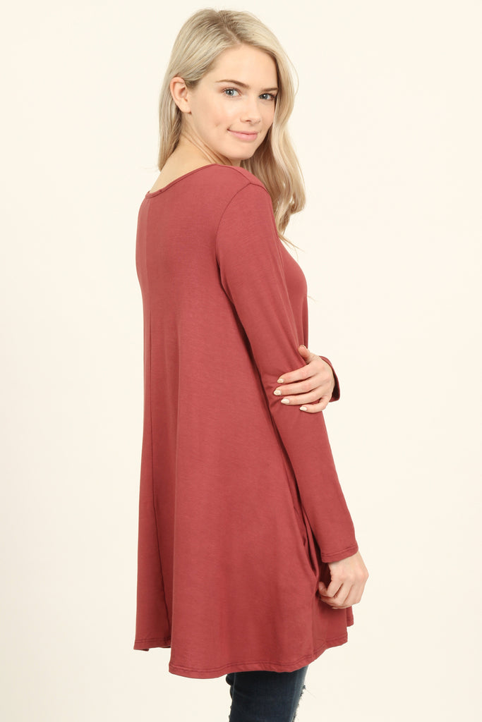 Long Sleeved Pocket Tunic Top