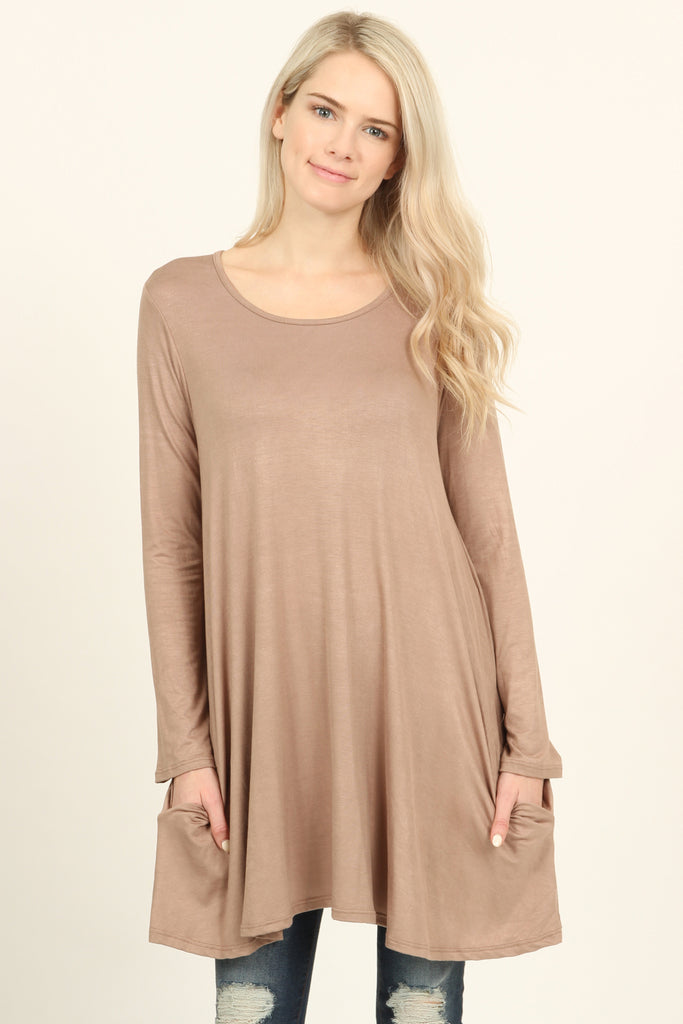 Long Sleeved Pocket Tunic Top