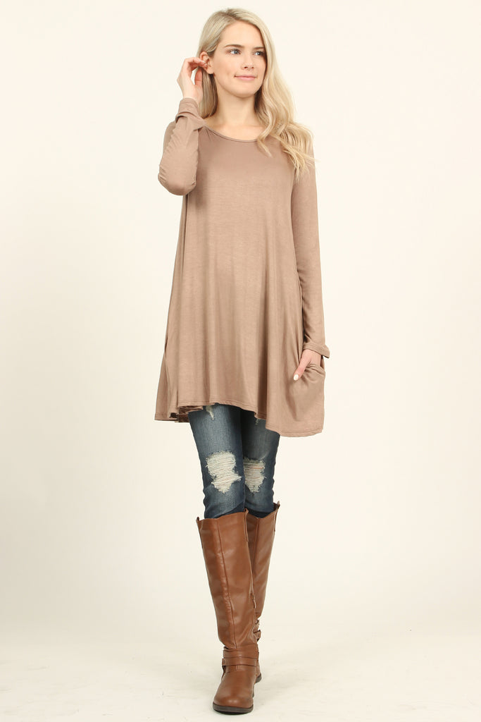 Long Sleeved Pocket Tunic Top