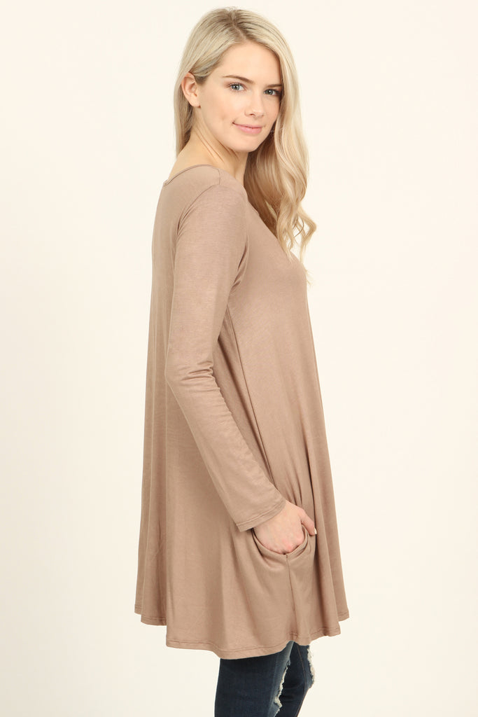 Long Sleeved Pocket Tunic Top