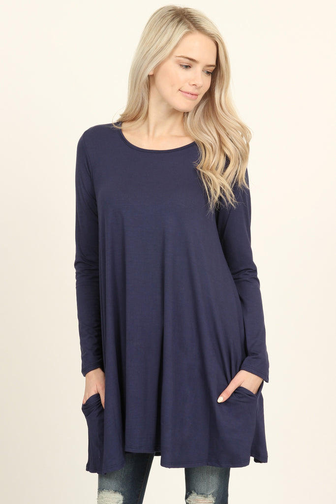 Long Sleeved Pocket Tunic Top