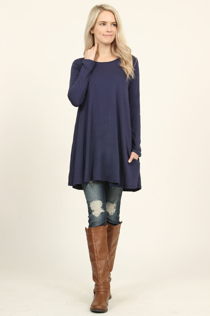 Long Sleeved Pocket Tunic Top