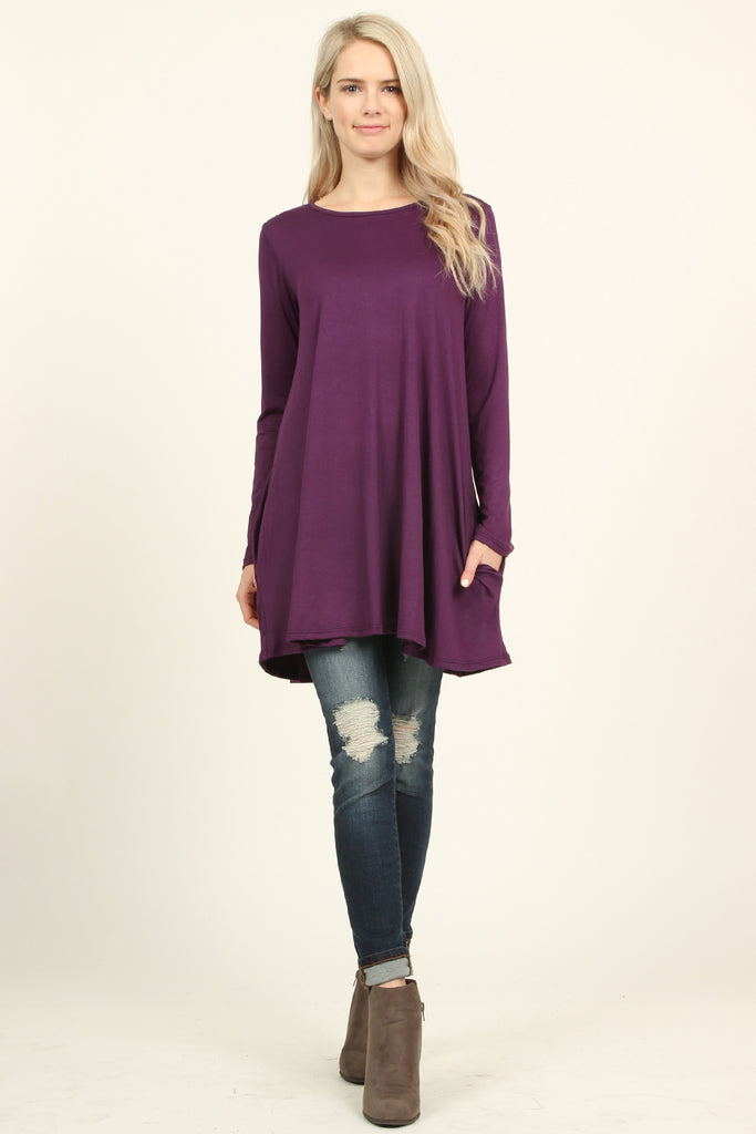 Long Sleeved Pocket Tunic Top