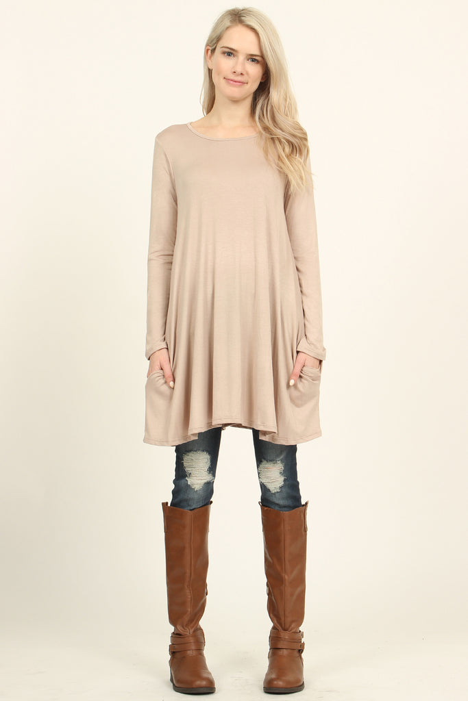 Long Sleeved Pocket Tunic Top