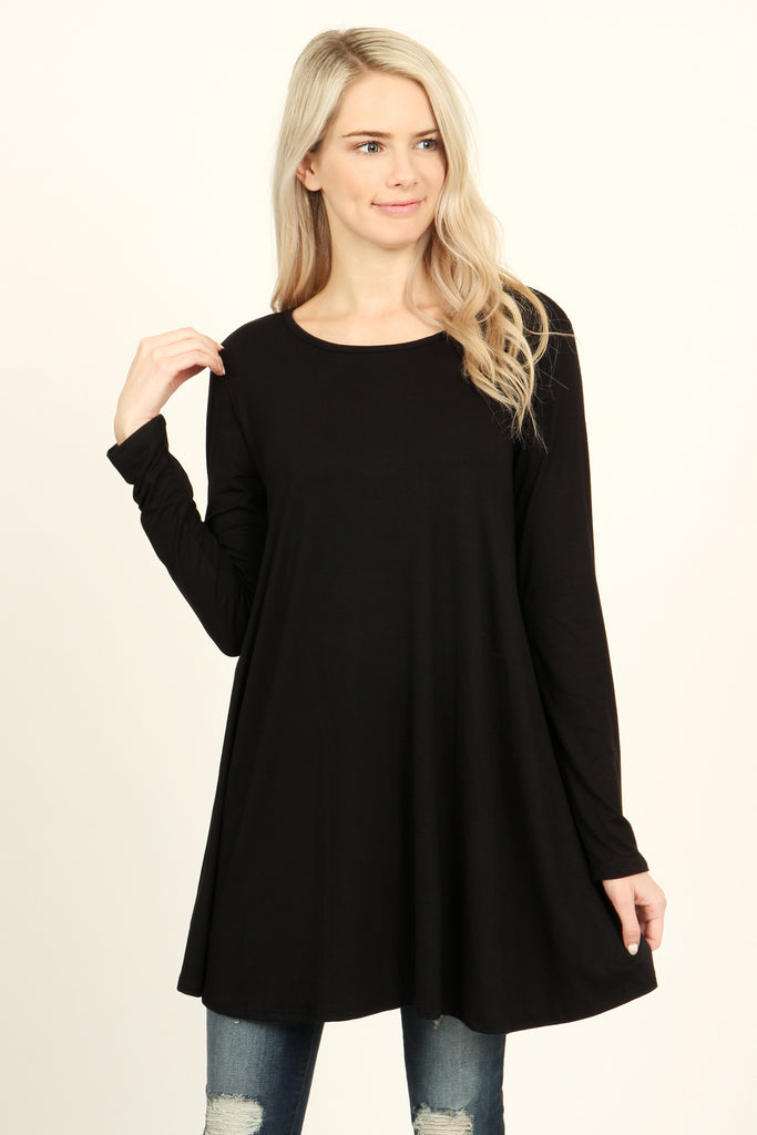 Long Sleeved Solid Tunic Top – Riah Fashion