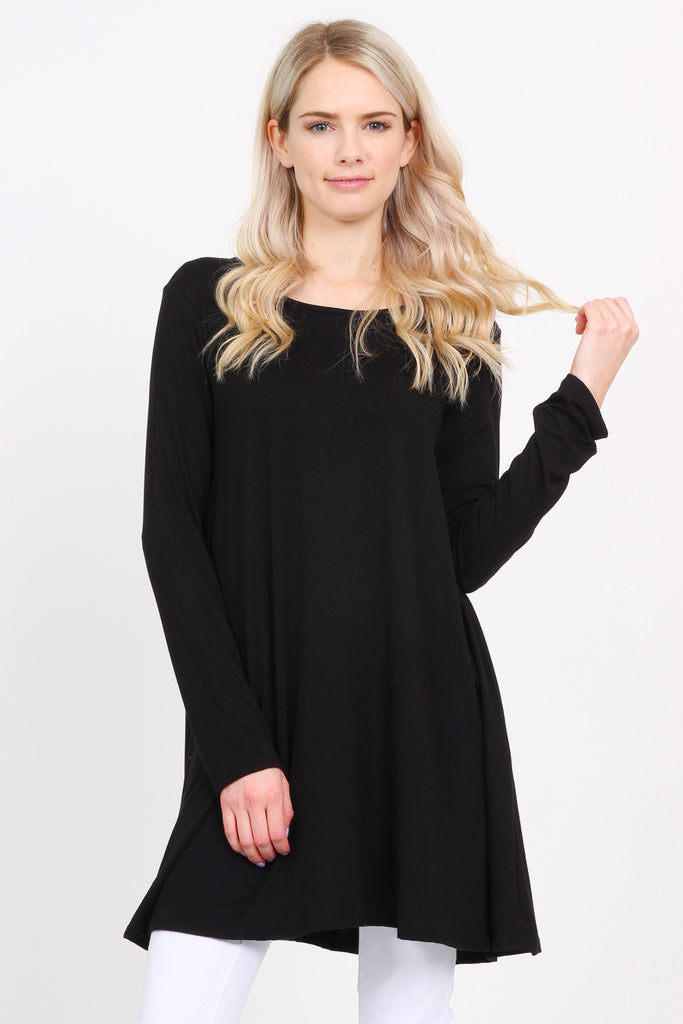 Long Sleeved Solid Tunic Top – Riah Fashion