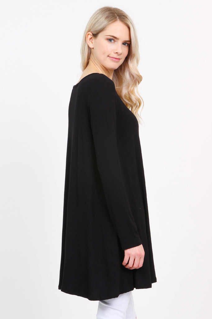 Long Sleeved Solid Tunic Top