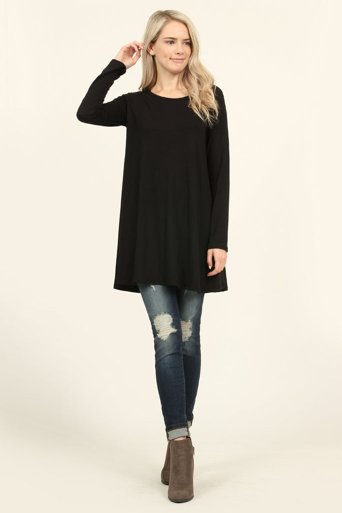 Long Sleeved Solid Tunic Top – Riah Fashion