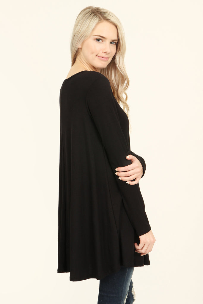 Long Sleeved Solid Tunic Top