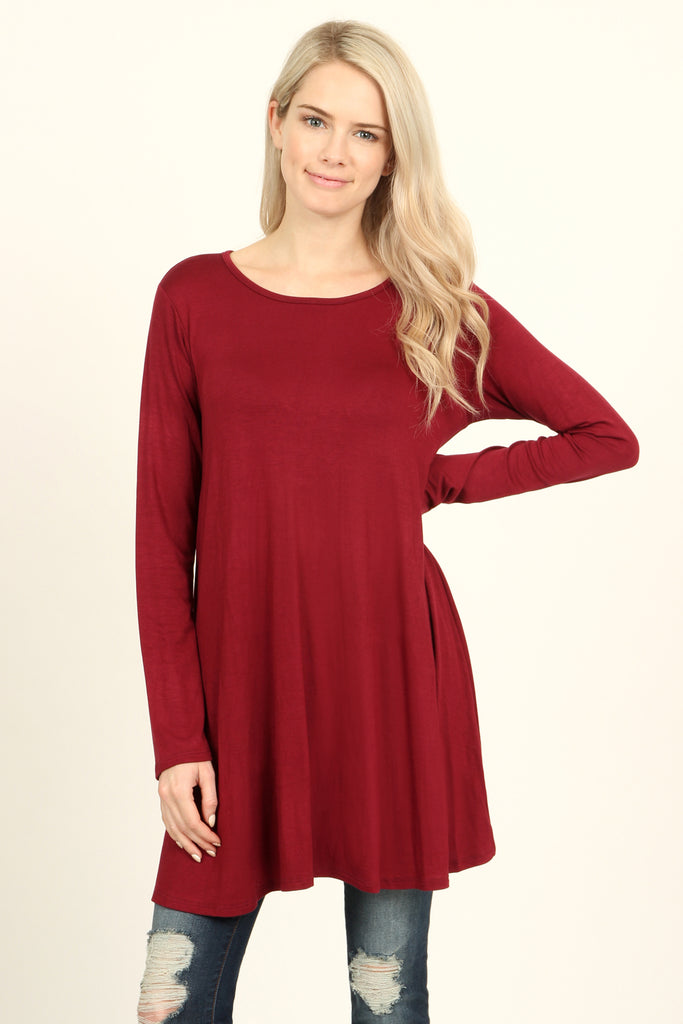Long Sleeved Solid Tunic Top