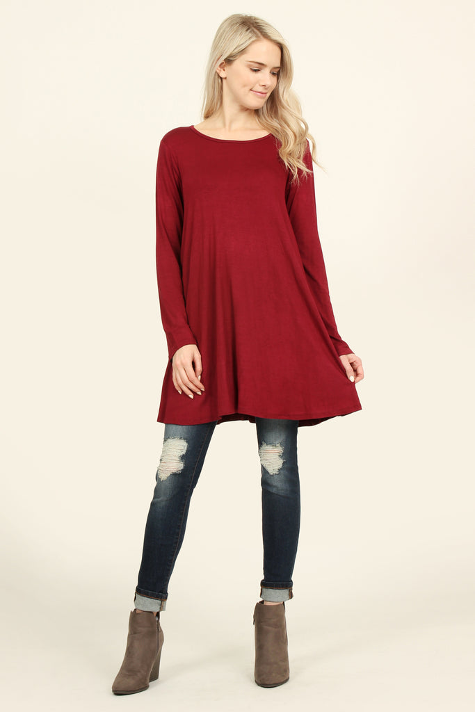 Long Sleeved Solid Tunic Top