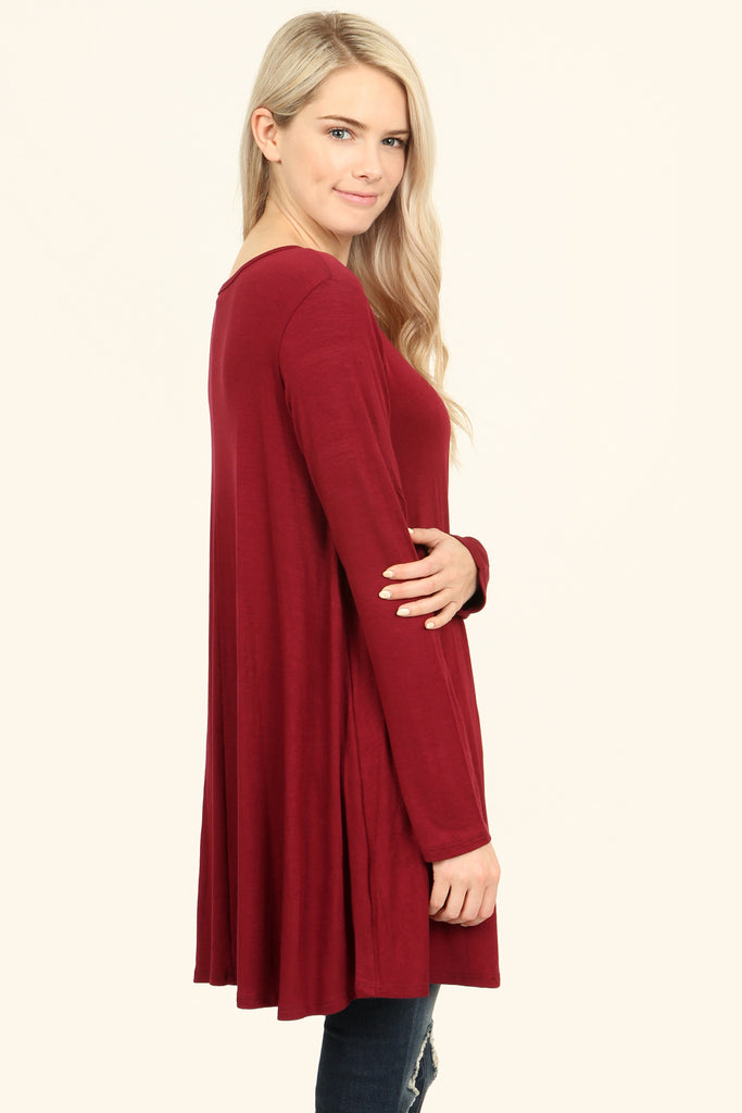 Long Sleeved Solid Tunic Top