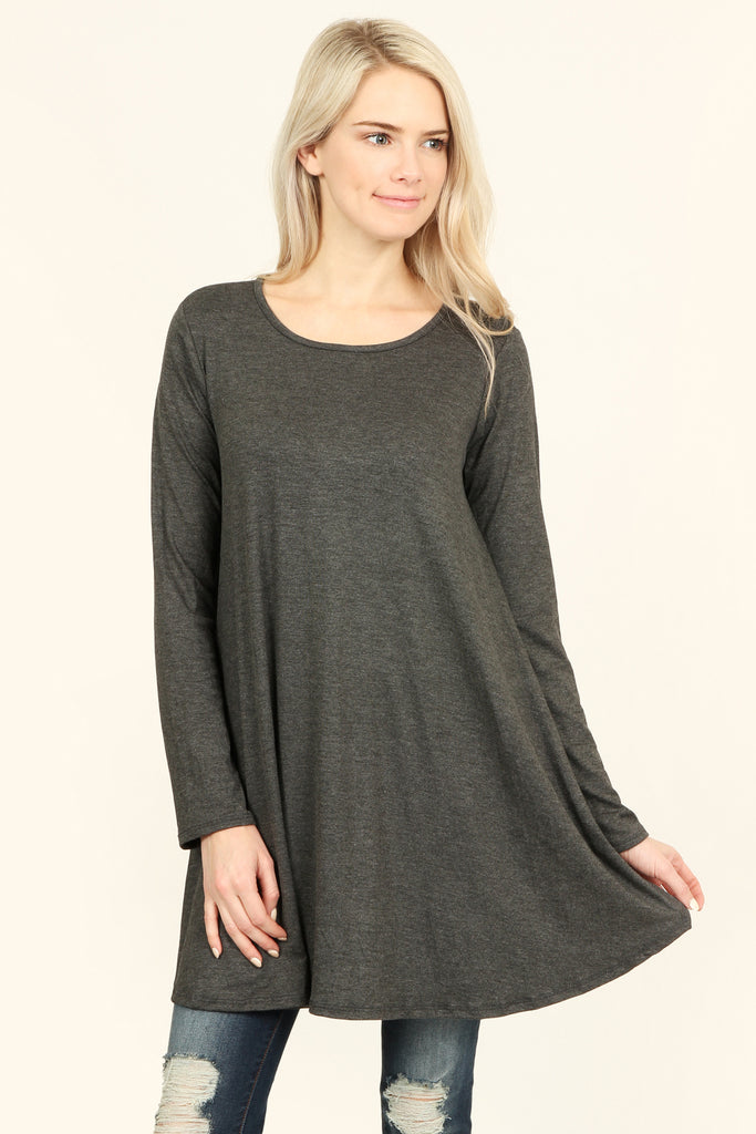 Long Sleeved Solid Tunic Top