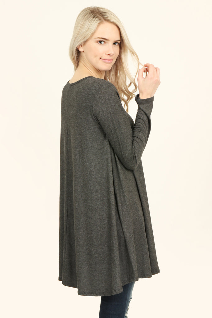 Long Sleeved Solid Tunic Top