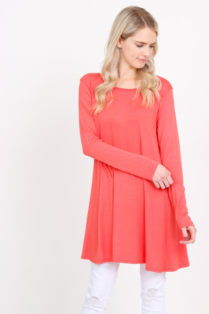 Long Sleeved Solid Tunic Top