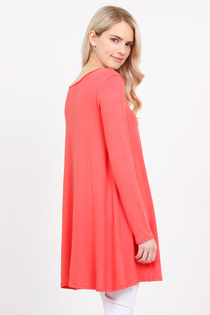 Long Sleeved Solid Tunic Top