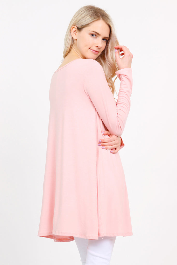 Long Sleeved Solid Tunic Top