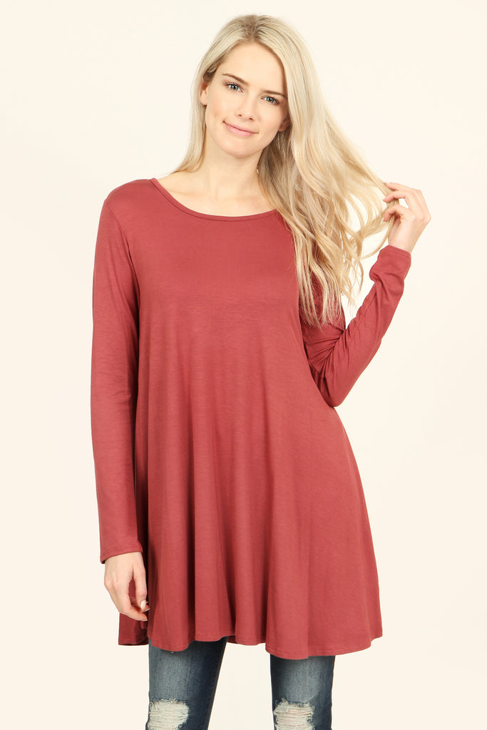 Long Sleeved Solid Tunic Top