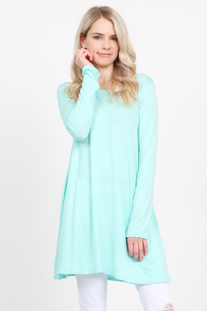 Long Sleeved Solid Tunic Top
