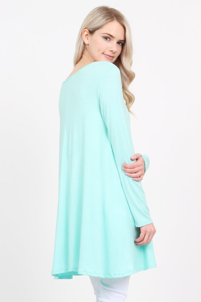 Long Sleeved Solid Tunic Top