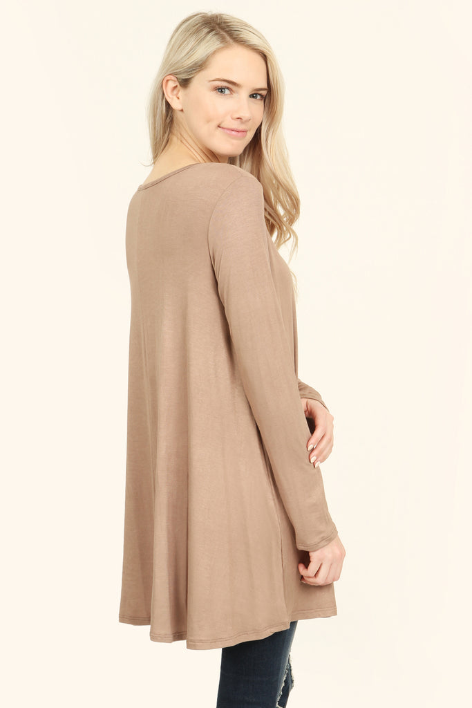 Long Sleeved Solid Tunic Top