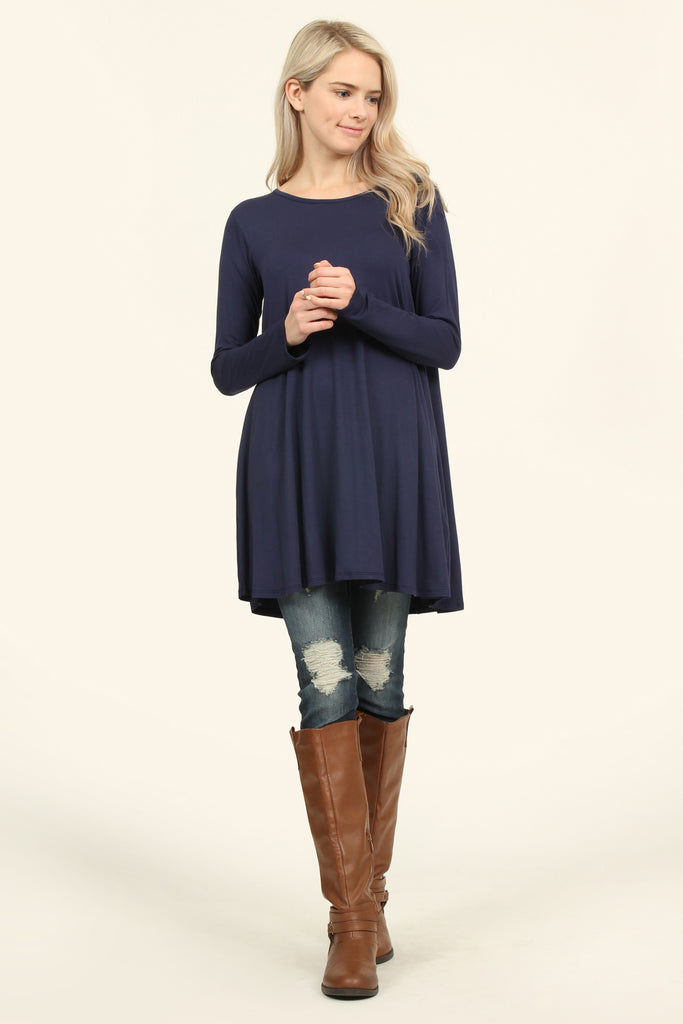 Long Sleeved Solid Tunic Top