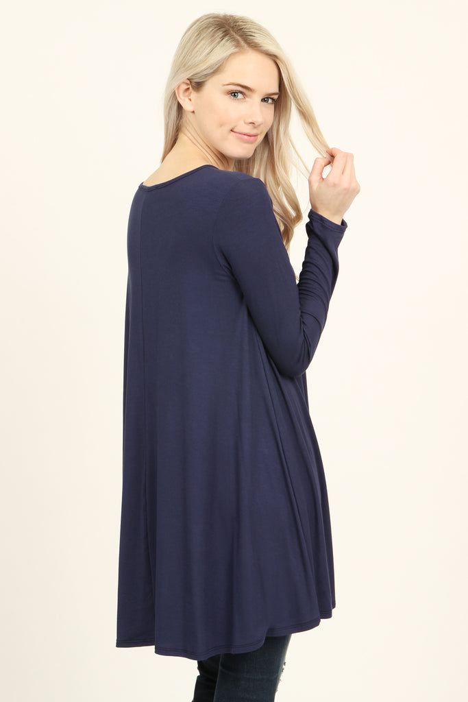 Long Sleeved Solid Tunic Top