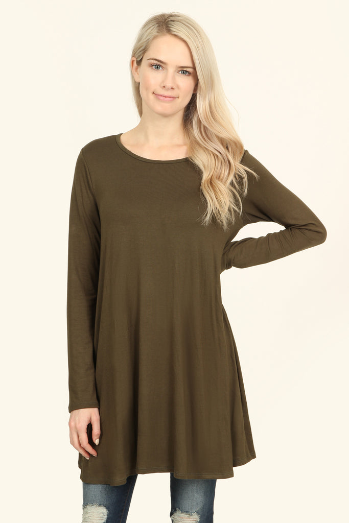 Long Sleeved Solid Tunic Top