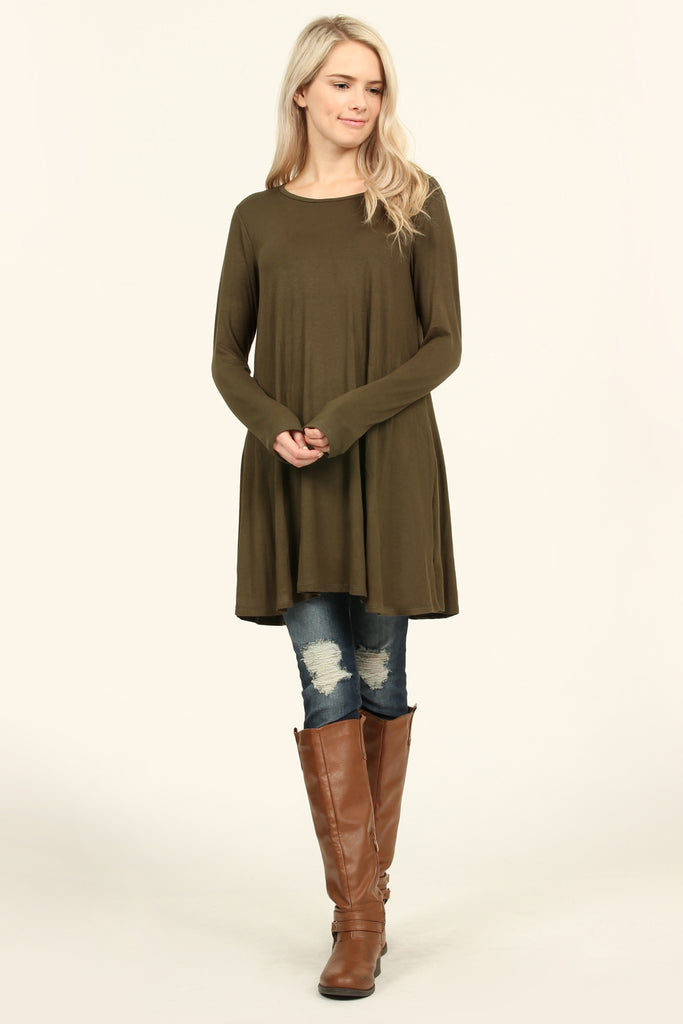 Long Sleeved Solid Tunic Top