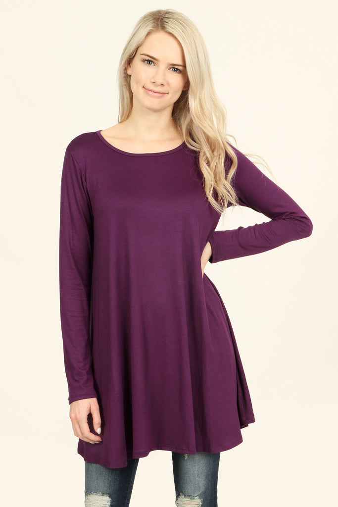 Long Sleeved Solid Tunic Top – Riah Fashion