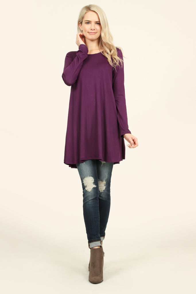 Long Sleeved Solid Tunic Top