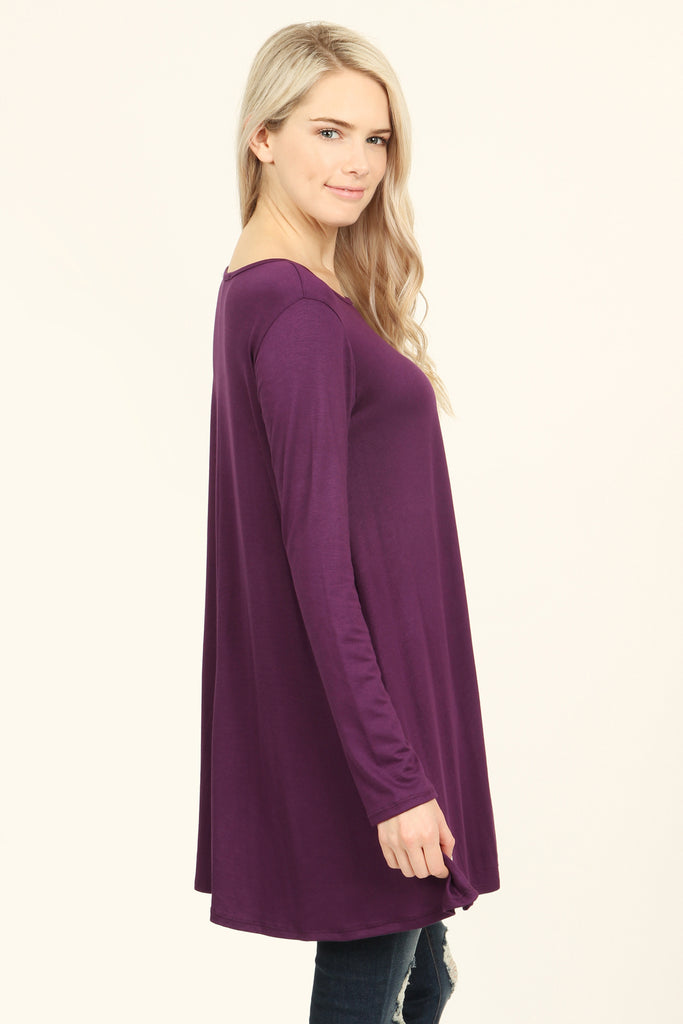 Long Sleeved Solid Tunic Top